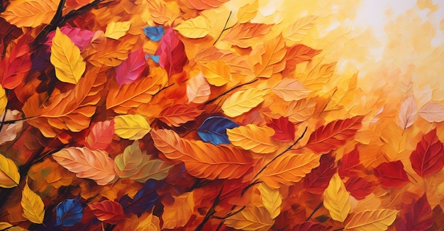Schilderij van een schilderij van een boom met veel bladeren generatieve ai