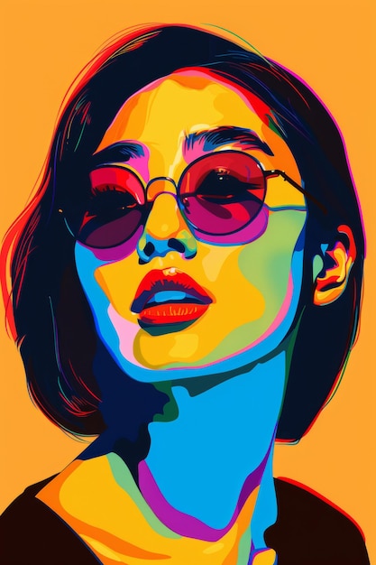 Schilderij van een vrouw met een zonnebril Generatieve AI