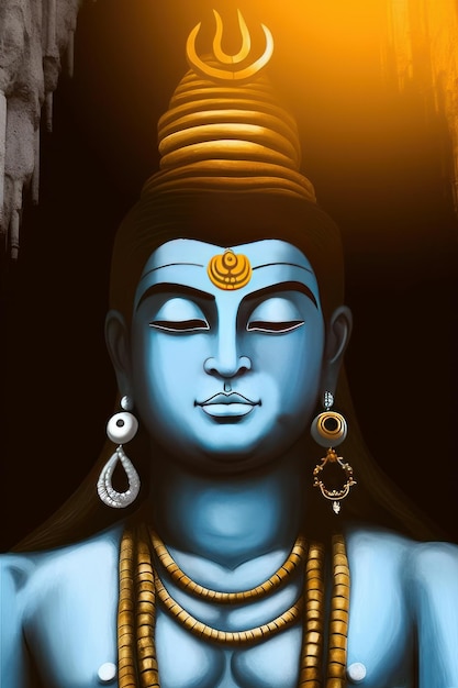 Schilderij van Lord Shiva op zwarte achtergrond generatieve AI