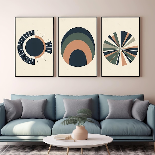 schilderijen met frame boho stijl minimalistisch interieurontwerp