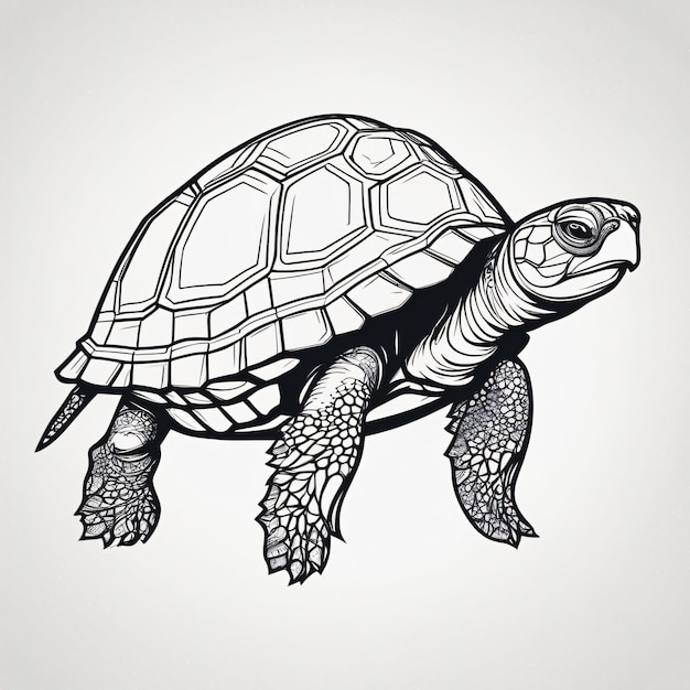 Schildpad cartoon lijn kunst karakter illustratie