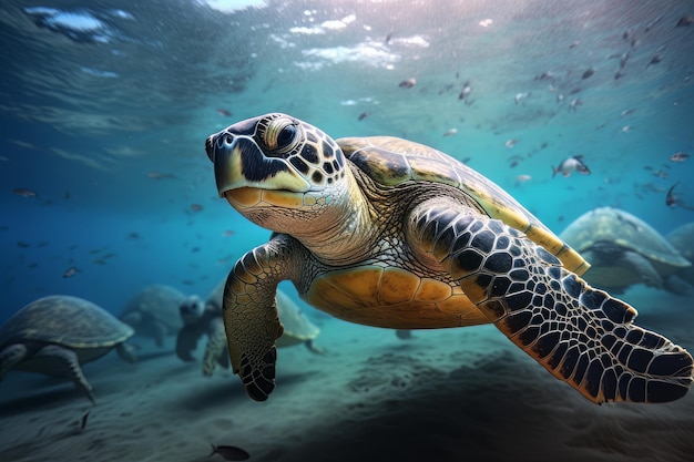 Schildpad familie avontuur zee dieren fotografie