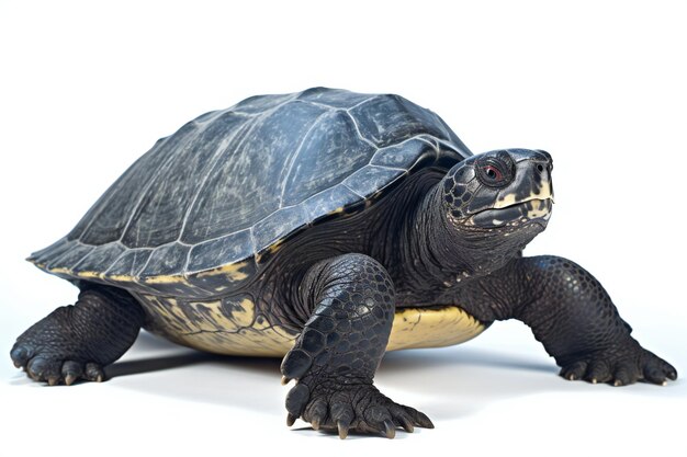 Schildpad geïsoleerd op witte achtergrond close-up van een wild dier