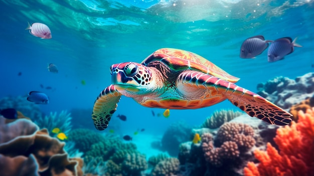 schildpad op de zee-achtergrond