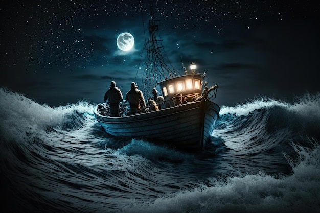 schip in de nacht