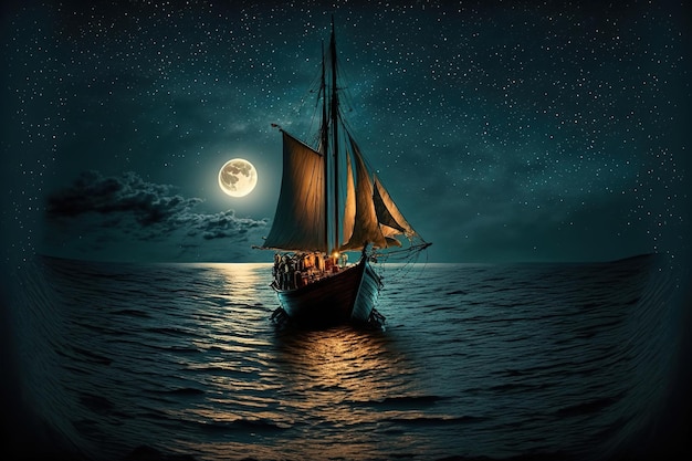 schip in de nacht