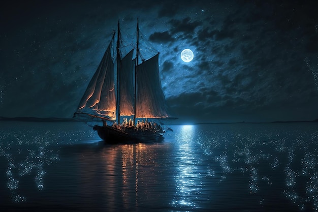 schip in de nacht