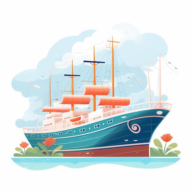 schip_plat_illustratie_op_witte_achtergrond