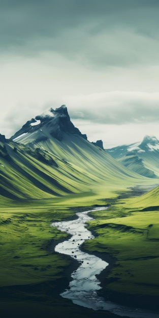 Schitterend Hd behang Groene valleien en berglandschappen in IJsland