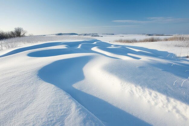 Schitterend winterlandschap met besneeuwde heuvels en blauwe lucht