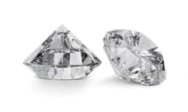Schitterende diamant op witte achtergrond 3D render