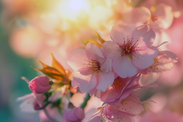 Schitterende kersenbloesem Een bloem met delicate roze bloemblaadjes met een wazig bokeh-effect