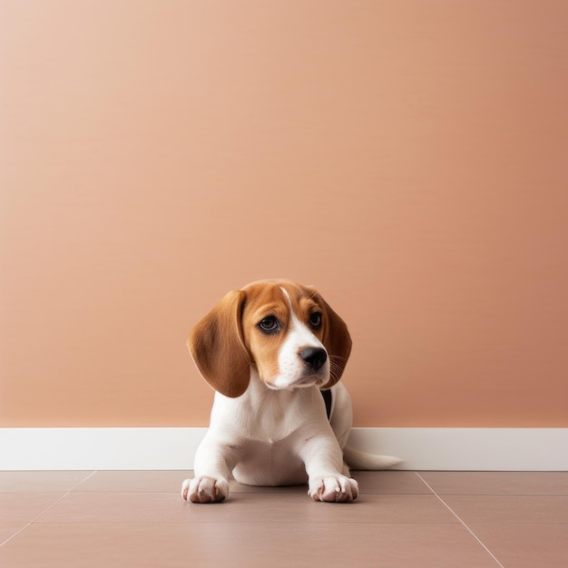 Schitterende minimalistische foto van een schattige Beagle in Japanse minimalisme stijl