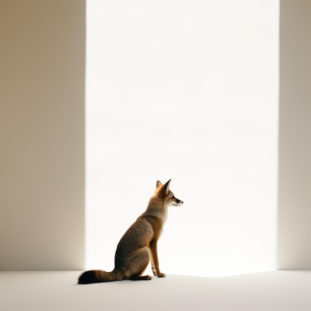 Schitterende minimalistische foto van een schattige coyote in Japanse minimalisme stijl