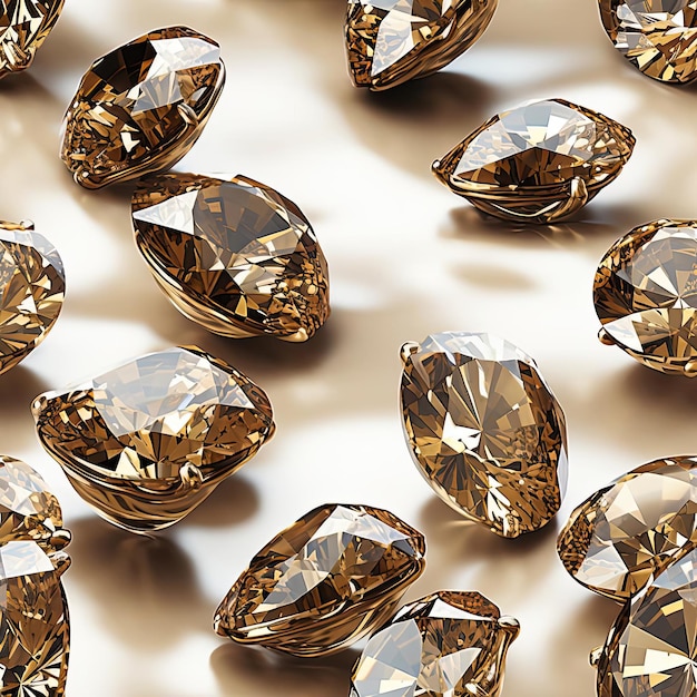 Schitterende rangschikking van bruine diamanten in gouden licht gevuld met tegels