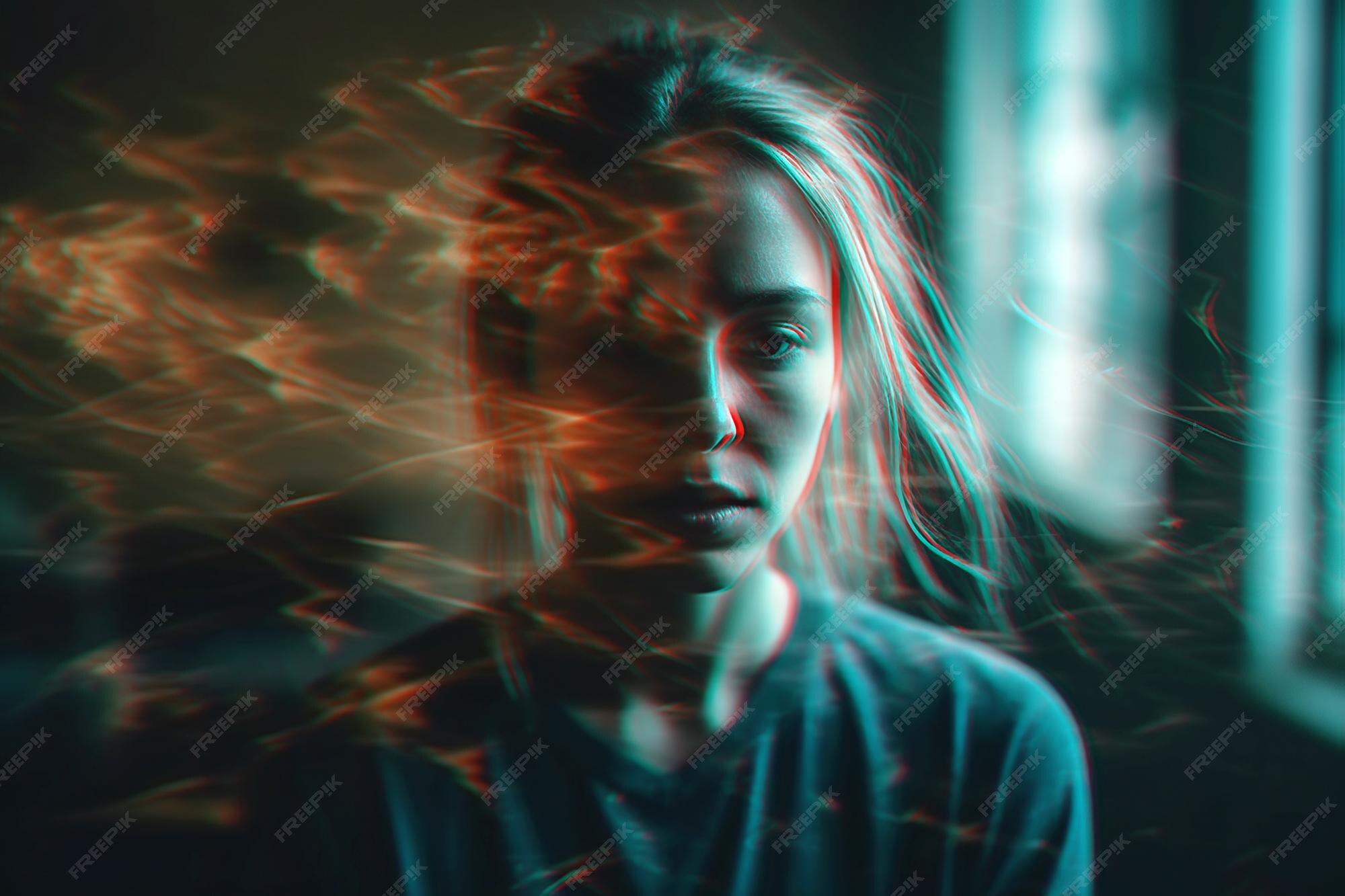 Premium AI Image Schizophrenic Woman With Mental Disorders And premium-ai-image-schizophrenic-woman-with-mental-disorders-and