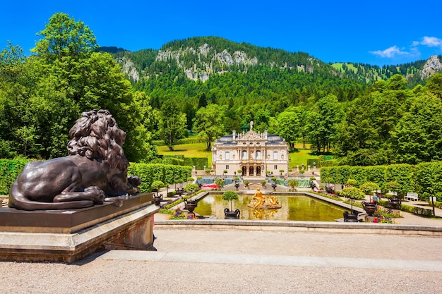 Schloss linderhof palace is located near the village of ettal in southwest bavaria germany