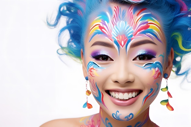 schmink en lichaamskunst met carnavalthema geven flair aan de vieringen