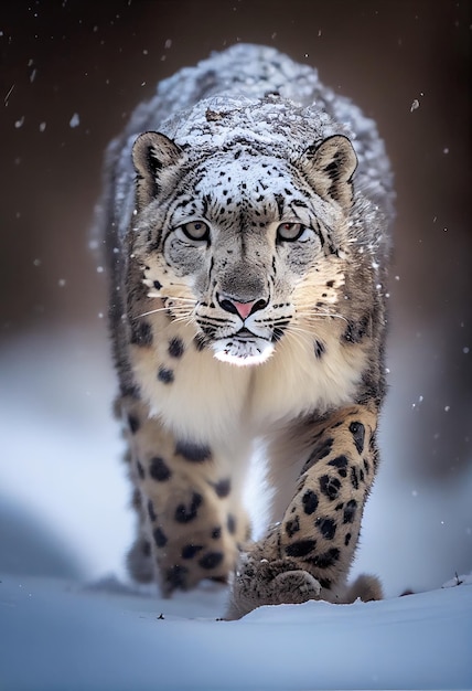 Foto schneeleopard auf der jagd ia generativa