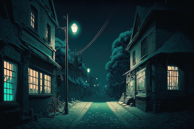 Schnoor at Night Anime Background 2D Illustration