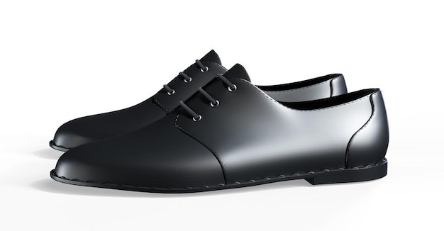 Schoenen als een concept van luxe dure schoenen van hoge kwaliteit 3D-rendering illustratie van een paar modieuze herenschoenen geïsoleerd op een witte achtergrond