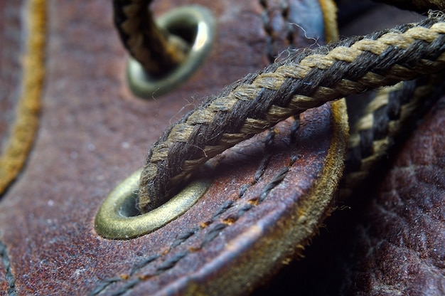 Schoenveters op schoenen close-up