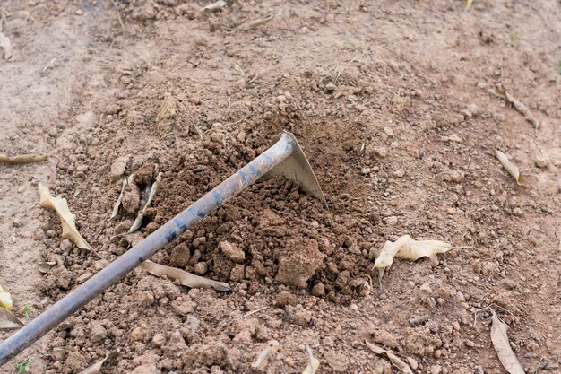 Schoffel in de tuin