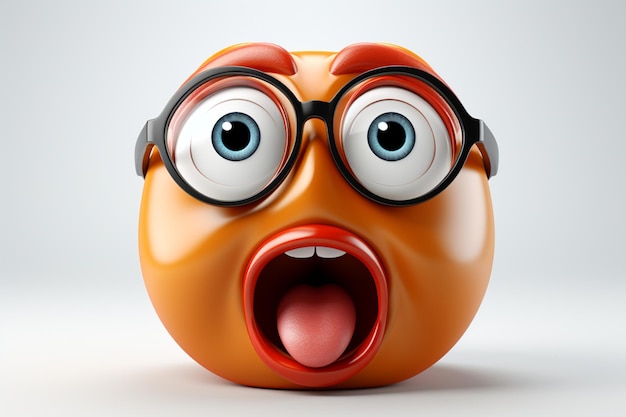 Schok emoticon emoji 3d illustratie 3d weergave op witte achtergrond