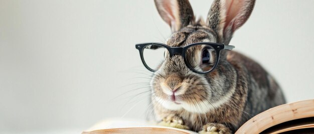 Scholar bunny closeup