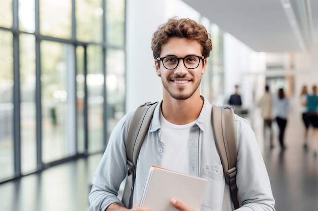 Scholarly Spirit Portrait of a Positive European Female Teenager Student Generative Ai