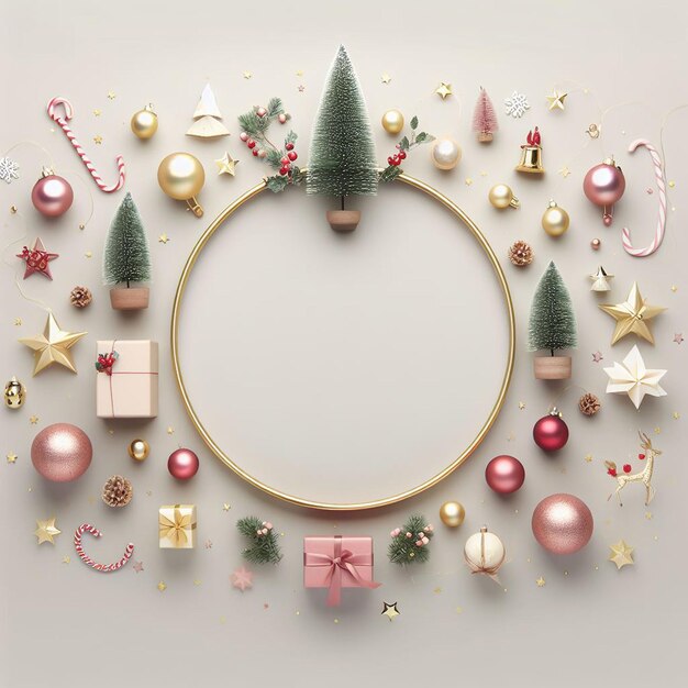 Foto schone en minimalistische kerst achtergrond met kerstversieringen