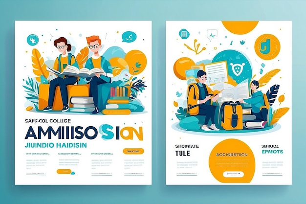 School admission banner template for junior and senior high school college social media cover website design vector eps