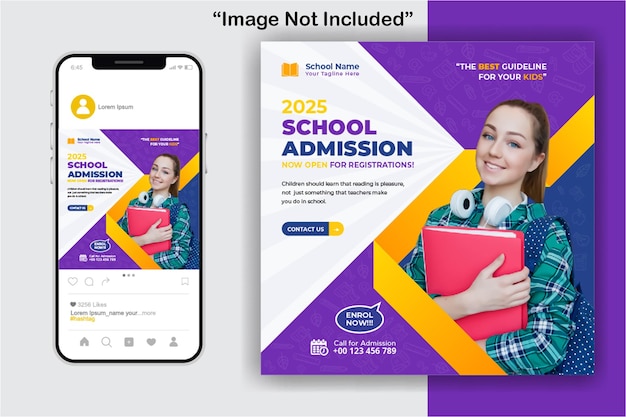 school admission instagram social media template