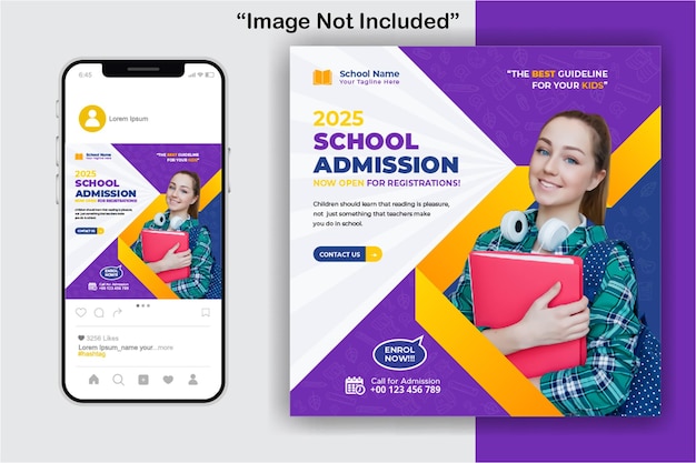 School Admission Instagram Social Media Template