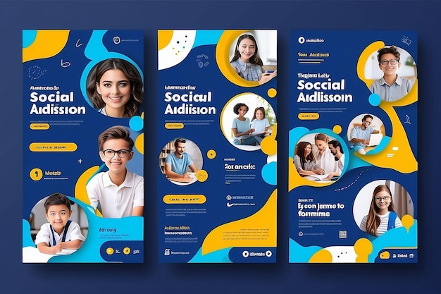 School Admission social media facebook instagram post banner template with editable eps