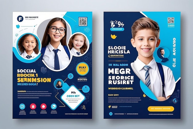 School admission social media post design and promotional cover banner design template