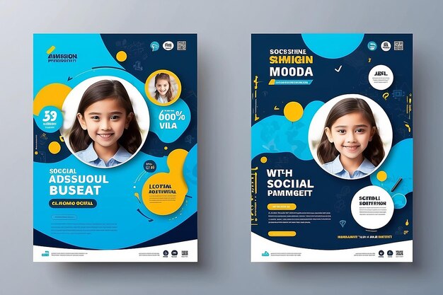 School admission social media post design and promotional cover banner design template