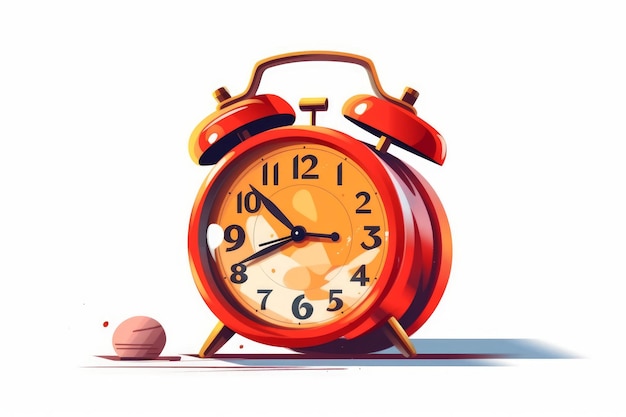 School Alarm Clock Isolated Cartoon Style on White Background AI generated