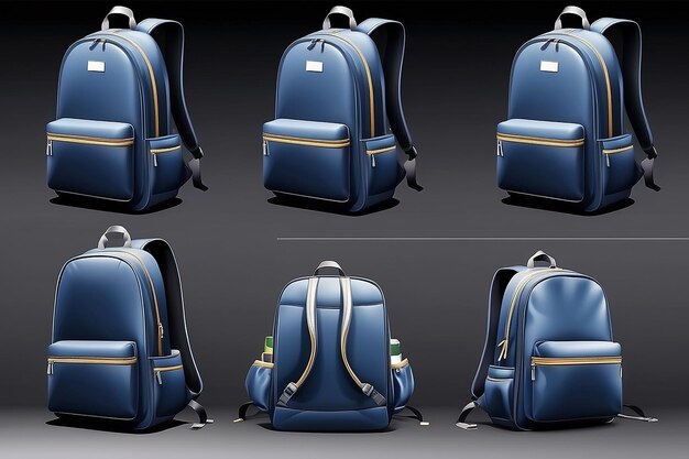 A school backpack in 4 different versions