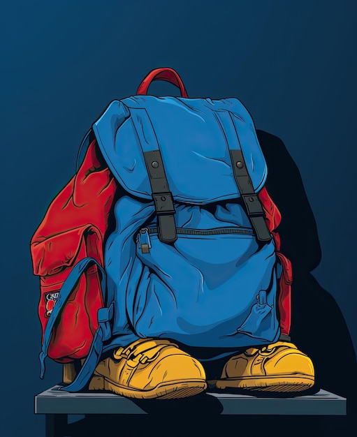 school backpack in cartoon style Vector illustration