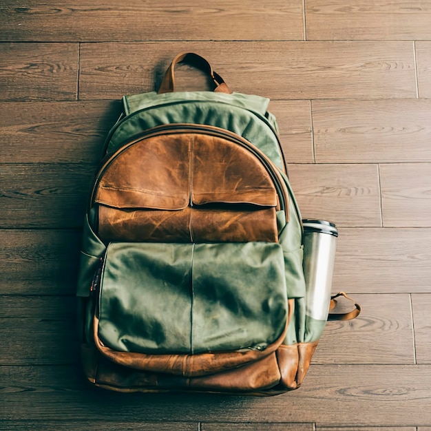 School backpack on the floor