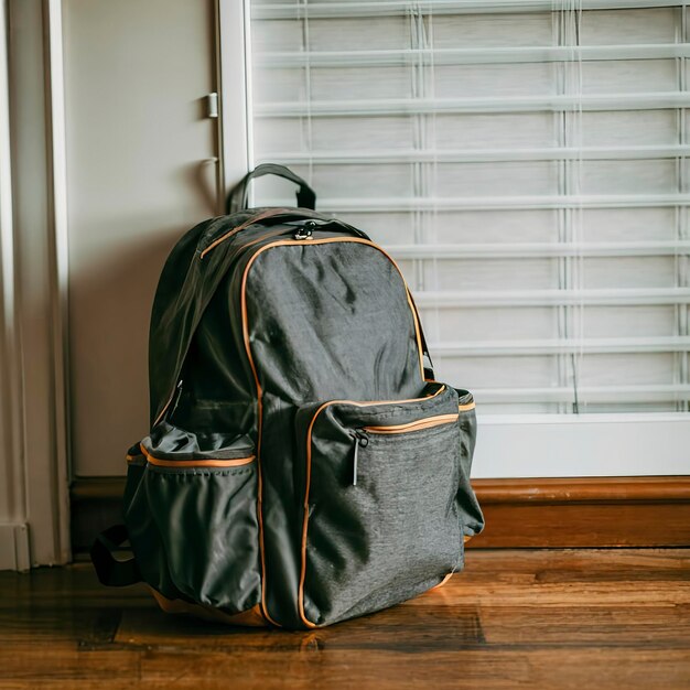 School backpack on the floor