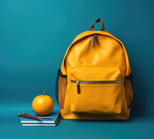 School backpack with books and notebooks