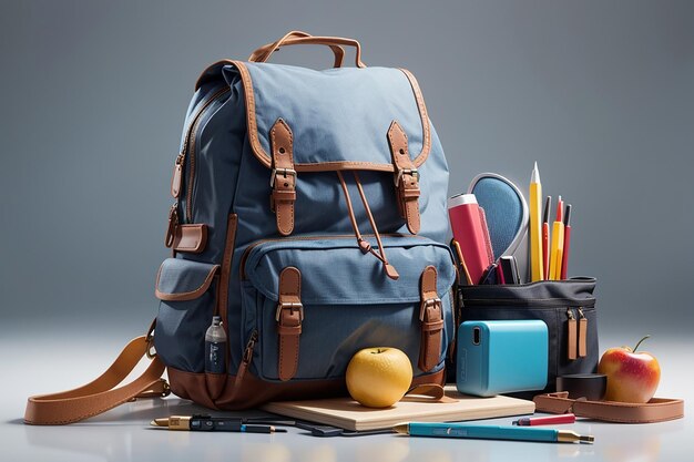 School bag with accessories