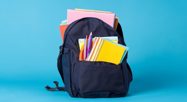 Photo school bag with school books