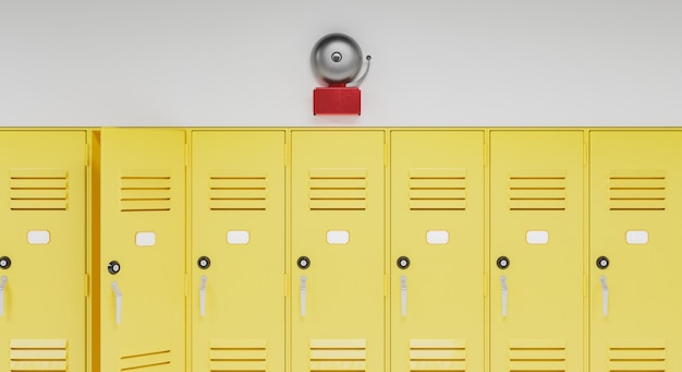 Photo school bell above lockers