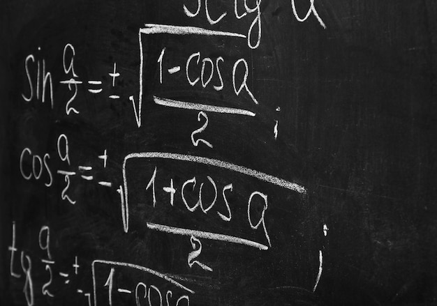 Photo school blackboard with formulas