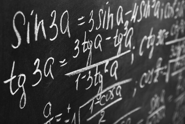 School blackboard with formulas