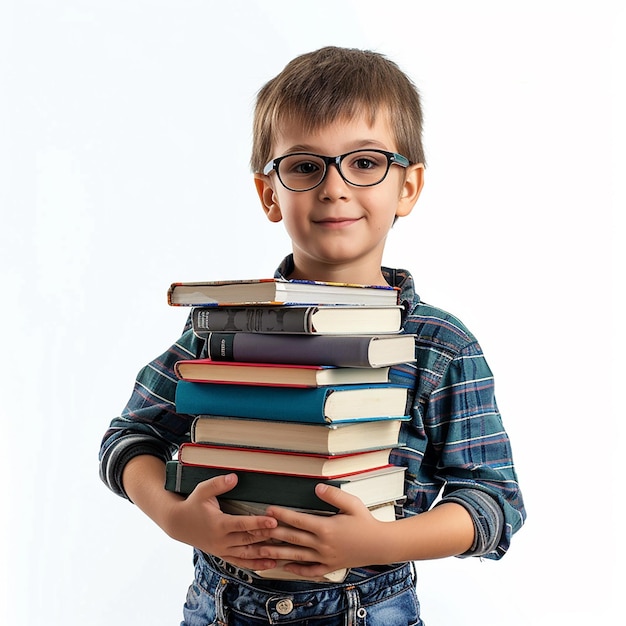a school boy on a white background