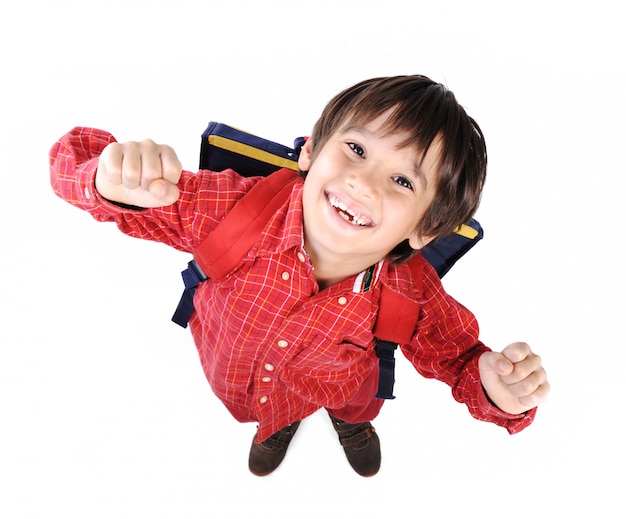 School boy with backpack